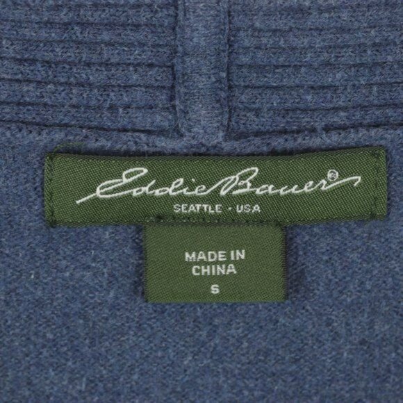 Eddie Bauer Women's Small Blue Cotton Blend V-Neck Tight Knit Sweater - Picture 5 of 6